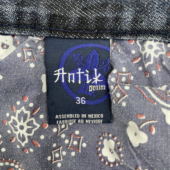 Antik Denim Jeans Mens 36x32 Blue Straight Leg Patchwork Pockets Y2K Style - Picture 9 of 12